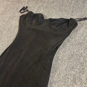 Mirror Palais Black Dress XS Maxi Adjustable Straps Side Zip